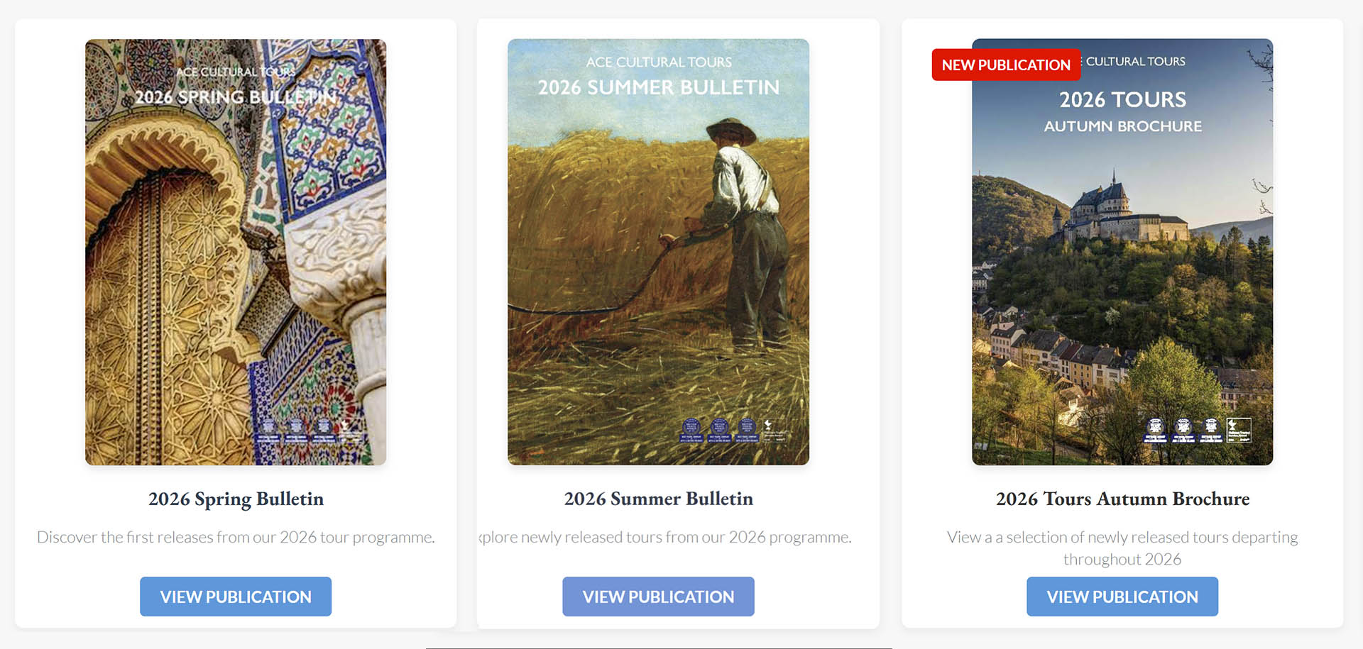 Get your ACE Cultural Tours and Cruises Brochures by post